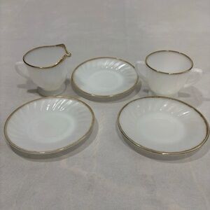 Fire King White and Gold Dinnerware Set